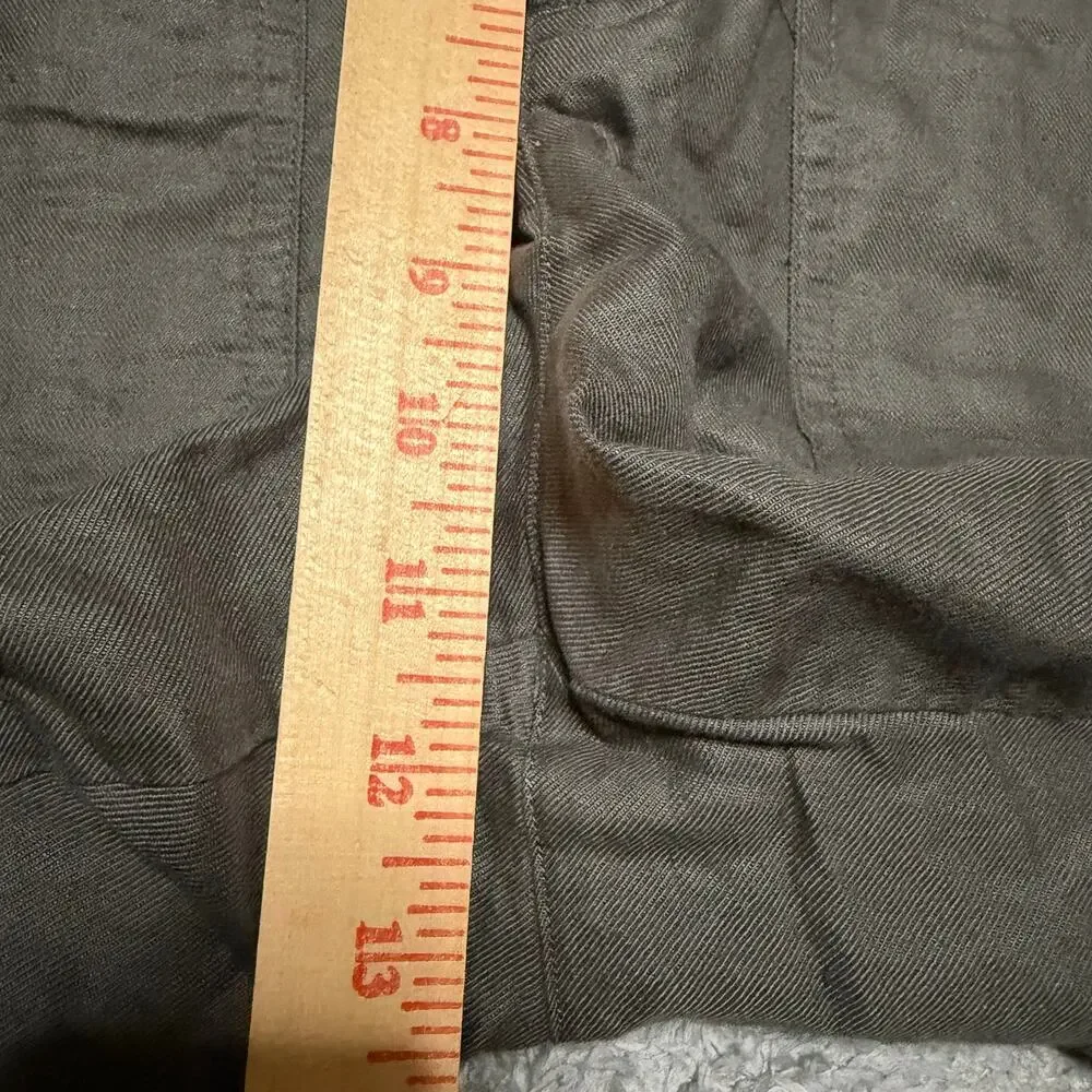 Quince Pants Womens Medium Gray Cargo Linen Blend Utility Pocket Tapered Ankle